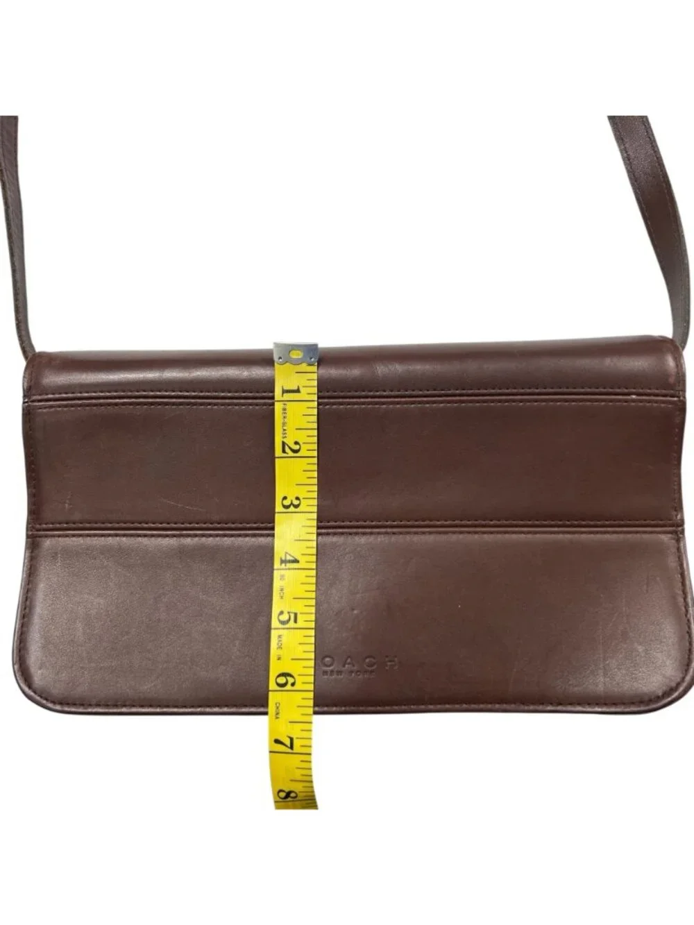 Coach Tribeca 9091 Leather Rectangular Crossbody Bag Chocolate Brown